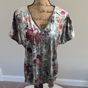 Soft Surroundings Multicolor Velvet V-Neck Blouse